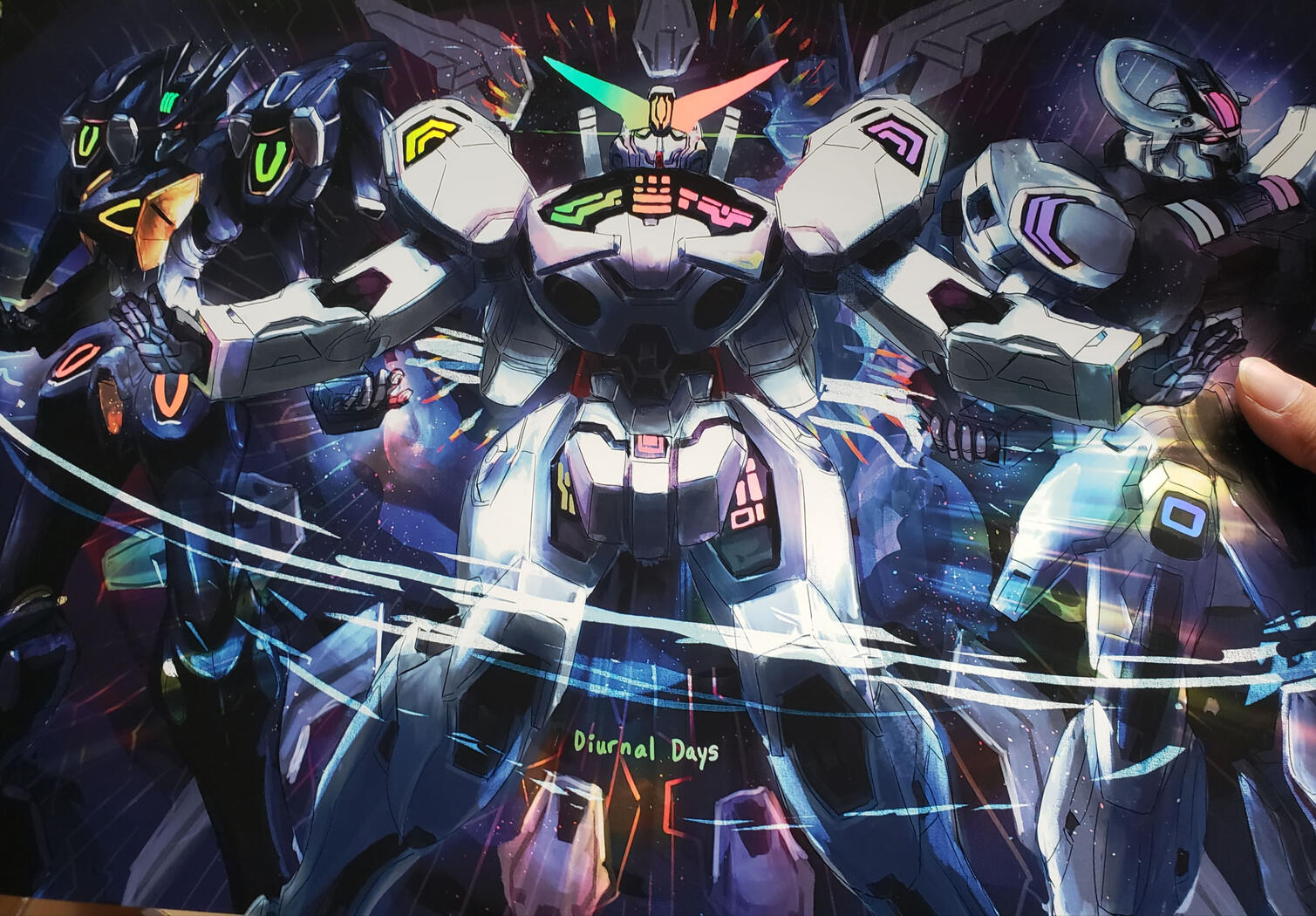 Gundam Witch from Mercury fanart - iridescent rainbow foil print