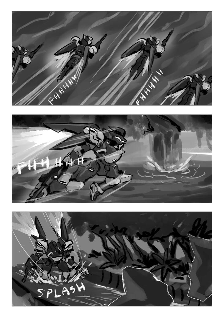 Page 4 of my original mecha comic "Blade of Seafoam"