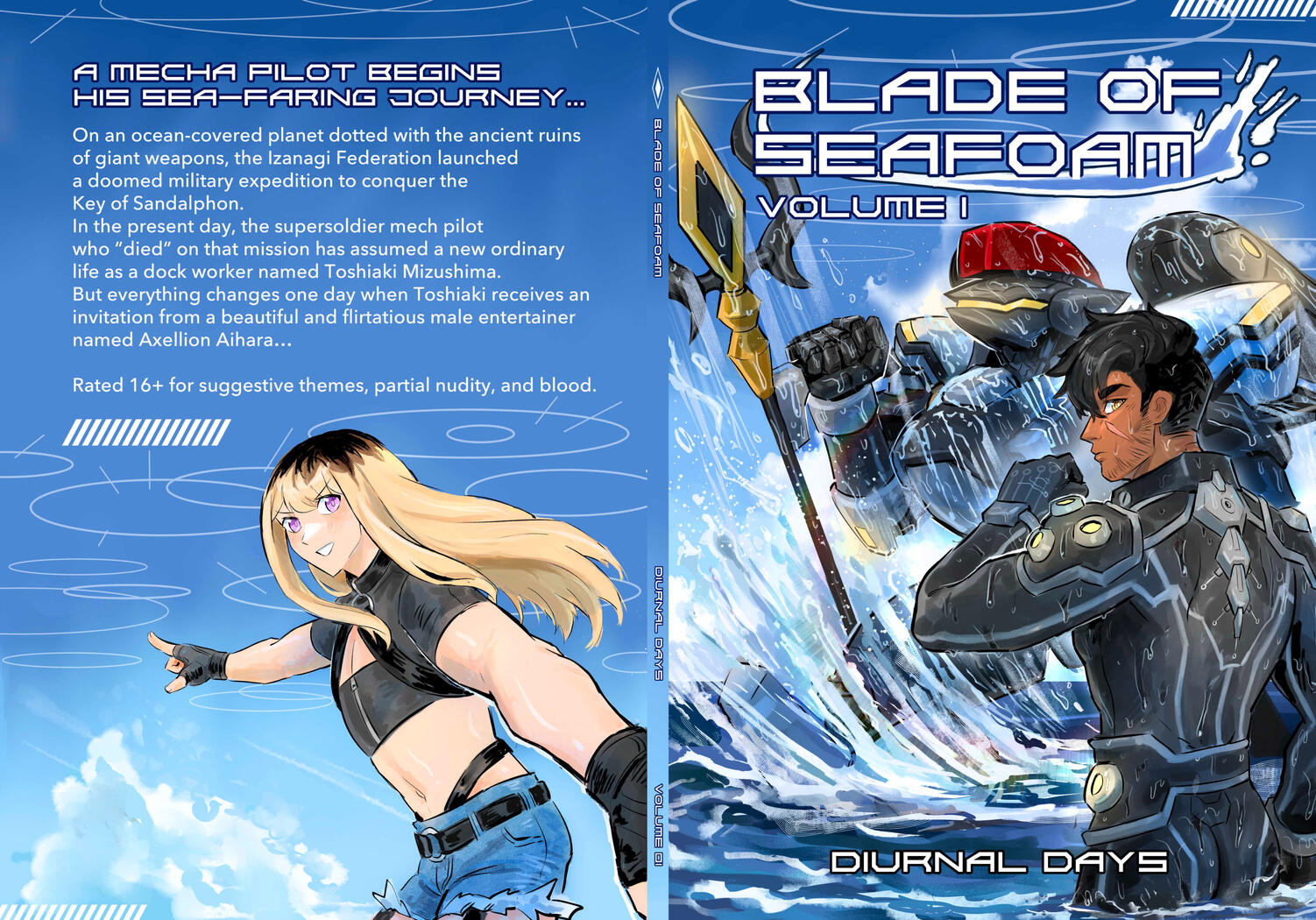 Cover artwork for Blade of Seafoam Volume 1 (original mecha BL comic)