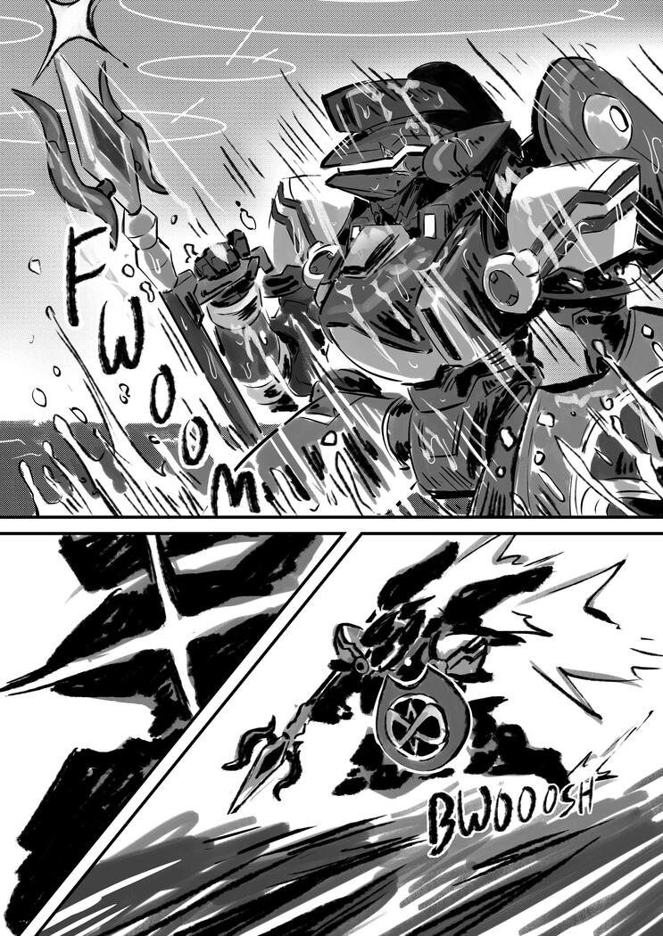 Page 55 of my original mecha comic "Blade of Seafoam"